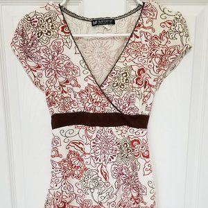Y2k Babydoll Top in Red Brown and White size Large